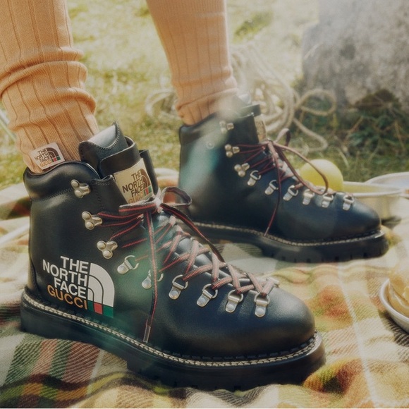 Gucci x The North Face Leather Hiking Boots in Black - Picture 1 of 14